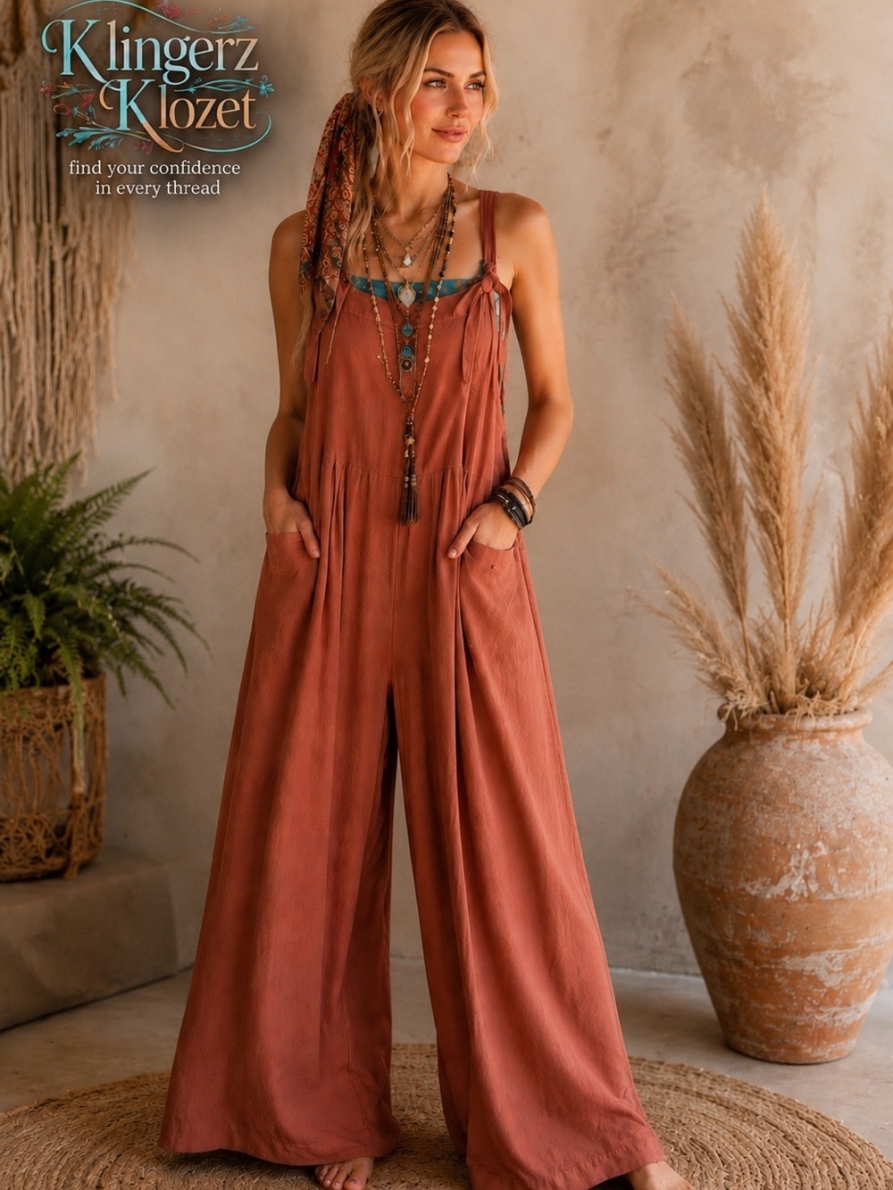 🤎 Natural Life Cotton Wide Leg Jumpsuit | Size Medium | Like New